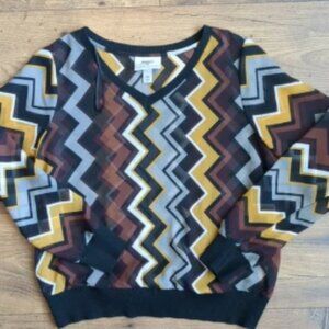 Missoni For Target Women XS Long Sleeve Abstract Chevron V-Neck‎ Pullover Blouse